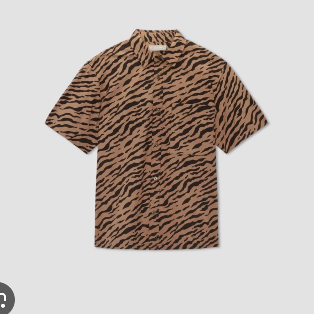 Everlane Poplin Animal Print Camp Shirt